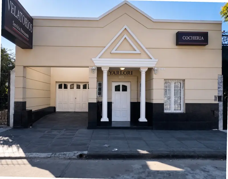 Fachada de la sala velatoria de Av. Argentina 5963, Villa Lugano